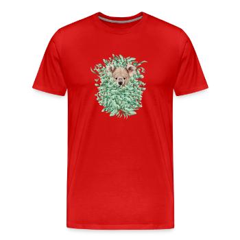 Koala Bear in eucalyptus forest - Men's Premium Organic T-Shirt - red - Front - Damien (186cm)