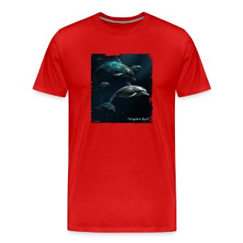 Dauphins jouant dans le récif de Ningaloo - T-shirt bio Premium Homme - rouge - Devant - Damien (186cm)