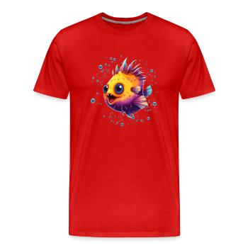 Puffer Fish - Men's Premium Organic T-Shirt - red - Front - Damien (186cm)