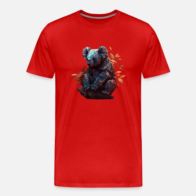 Koala in Eukalyptusblättern - Männer Premium Bio T-Shirt - Rot