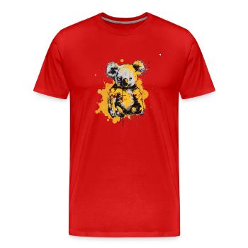 Koala in Farbklecksen - Männer Premium Bio T-Shirt - Rot - Vorne - Damien (186cm)