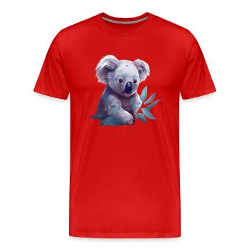 Cute koala with eucalyptus leaf - Men's Premium Organic T-Shirt - red - Front - Damien (186cm)