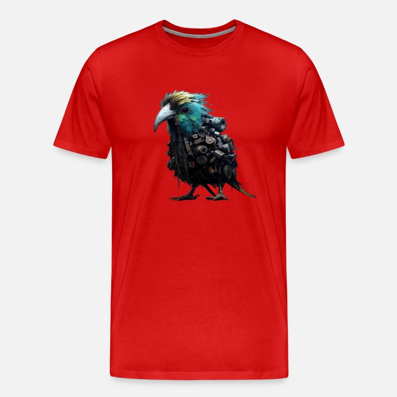 Steampunk Vogel - Männer Premium Bio T-Shirt - Rot