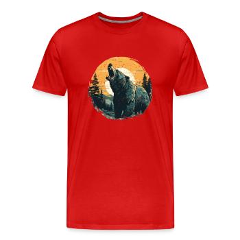 Grizzly in sundown retro style - Men's Premium Organic T-Shirt - red - Front - Damien (186cm)