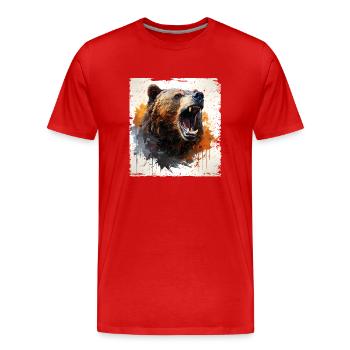 Grizzly retro style - Men's Premium Organic T-Shirt - red - Front - Damien (186cm)
