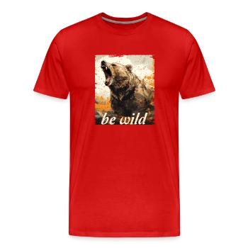 be wild Grizzly retro style - Men's Premium Organic T-Shirt - red - Front - Damien (186cm)
