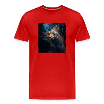 Marlin under Water - Men's Premium Organic T-Shirt - red - Front - Damien (186cm)