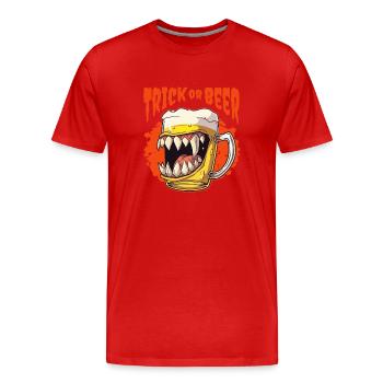 Trick ou bière - T-shirt bio Premium Homme - rouge - Devant - Damien (186cm)