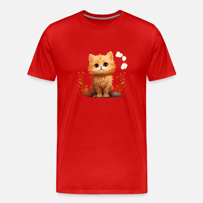 Kätzchen im Gras - Männer Premium Bio T-Shirt - Rot