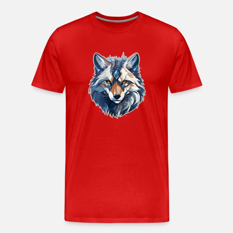 Wolfsgesicht - Männer Premium Bio T-Shirt - Rot