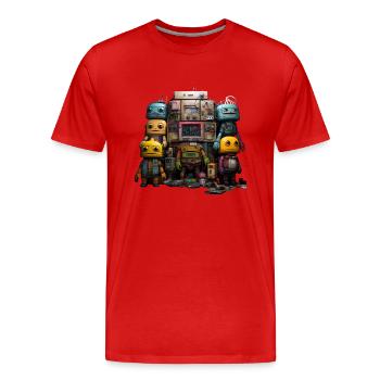 robots - Männer Premium Bio T-Shirt - Rot - Vorne - Damien (186cm)