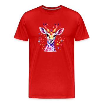Süsses buntes Reh - Männer Premium Bio T-Shirt - Rot - Vorne - Damien (186cm)