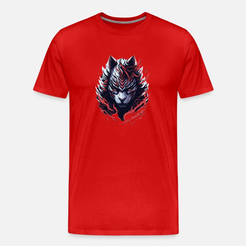 WolfCat - Männer Premium Bio T-Shirt - Rot