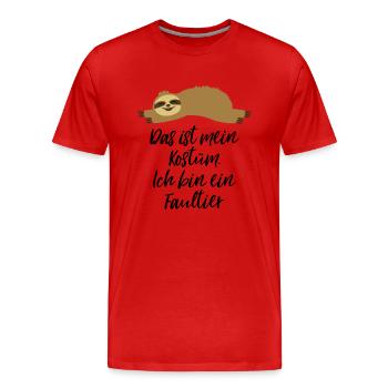 Faultier Kostüm - Männer Premium Bio T-Shirt - Rot - Vorne - Damien (186cm)