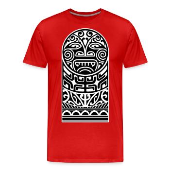 Tiki Maori Design - T-shirt bio Premium Homme - rouge - Devant - Damien (186cm)