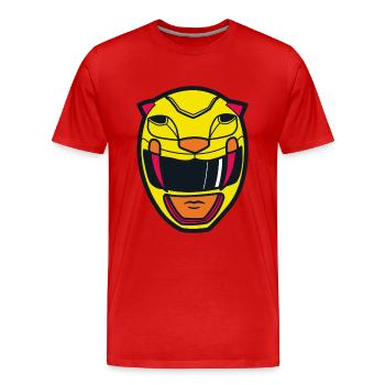 Power Rangers Casque De Ranger Jaune Costume - T-shirt bio Premium Homme - rouge - Devant - Damien (186cm)