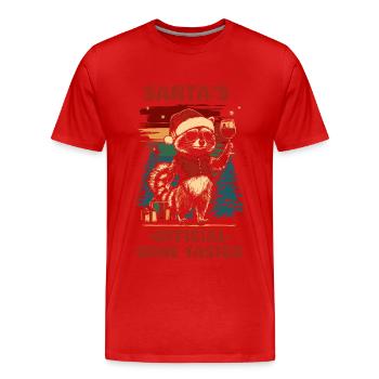 Weihnachten Wein Lustiger Spruch Waschbär - Männer Premium Bio T-Shirt - Rot - Vorne - Damien (186cm)