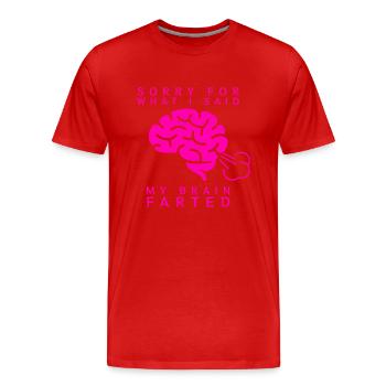 Brain Fart - Men's Premium Organic T-Shirt - red - Front - Damien (186cm)
