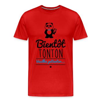 Bientôt Tonton, futur oncle - T-shirt bio Premium Homme - rouge - Devant - Damien (186cm)