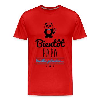 Bientôt papa, futur père, cadeau fête des pères - T-shirt bio Premium Homme - rouge - Devant - Damien (186cm)