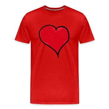 HERZELEIN - T-shirt bio Premium Homme - rouge - Devant - Damien (186cm)