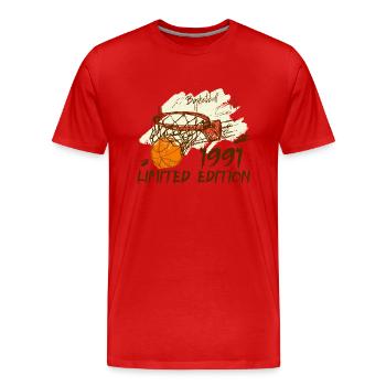 1991 Édition Limitée Basketball Anniversaire 1991 - T-shirt bio Premium Homme - rouge - Devant - Damien (186cm)