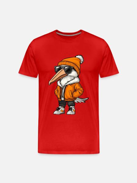 Pelican Bird Cool Comic - Men's Premium Organic T-Shirt - red
