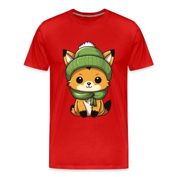Fuchs Winter - Männer Premium Bio T-Shirt - Rot - Vorne - Damien (186cm)