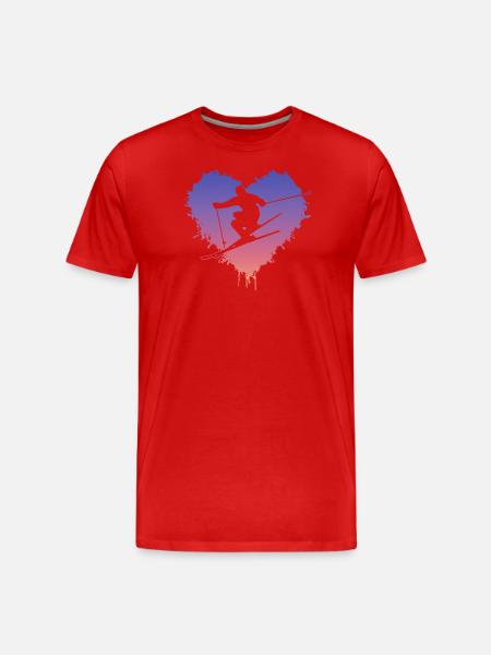 Ski, Skiing, Ski fahren - Männer Premium Bio T-Shirt - Rot