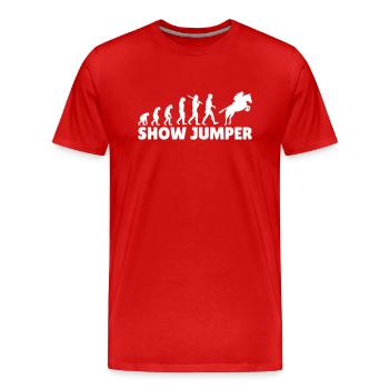 Evolution Reiten Show Jumper - Männer Premium Bio T-Shirt - Rot - Vorne - Damien (186cm)