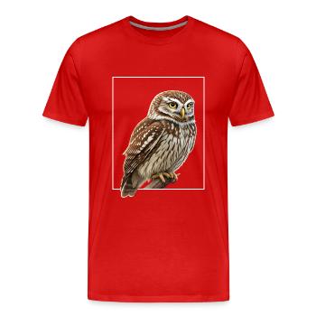 Steinkauz Eule Athene Noctua - Männer Premium Bio T-Shirt - Rot - Vorne - Damien (186cm)