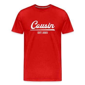 Cousin est 2023 Babyparty Cousins Baby Verkündung - Männer Premium Bio T-Shirt - Rot - Vorne - Damien (186cm)