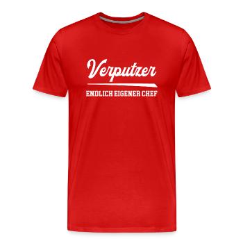Verputzer Endlich Chef Eigene Firma Unternehmen - Männer Premium Bio T-Shirt - Rot - Vorne - Damien (186cm)