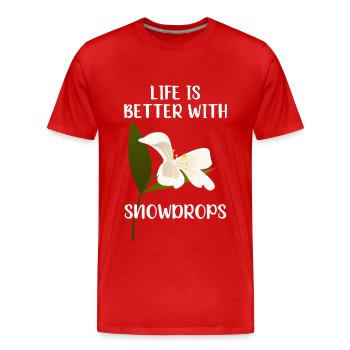 LA VIE EST PLUS BELLE AVEC LES PERCE-NEIGE Schneeglöckchen - T-shirt bio Premium Homme - rouge - Devant - Damien (186cm)
