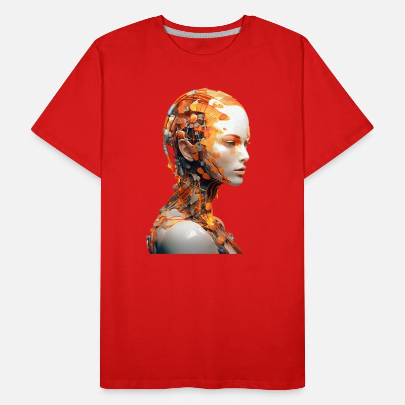 Portrait eines weiblichen Androiden Männer Premium Bio T-Shirt