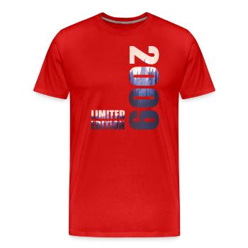 2009 Idée d’anniversaire de t-shirt en édition limitée - T-shirt bio Premium Homme - rouge - Devant - Damien (186cm)