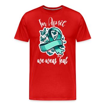 En avril, nous portons le mois de la sensibilisation à la sexualité sarcelle - T-shirt bio Premium Homme - rouge - Devant - Damien (186cm)