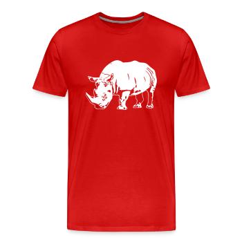 Nashorn - Rhino - Männer Premium Bio T-Shirt - Rot - Vorne - Damien (186cm)