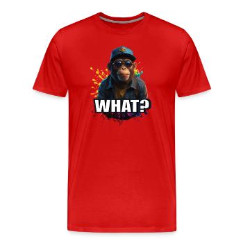 Cool Monkey T-Shirt – WHAT – Monkey with Sunglasses - Men's Premium Organic T-Shirt - red - Front - Damien (186cm)