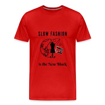 Slow Fashion ist der neue Trend - Männer Premium Bio T-Shirt - Rot - Vorne - Damien (186cm)