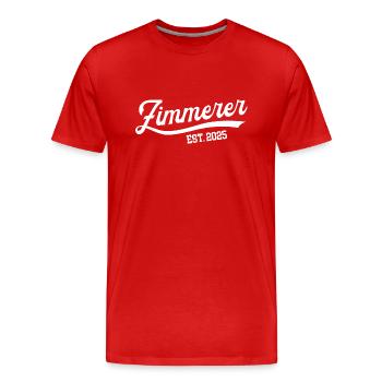 Zimmerer 2025 Ausbildung Prüfung Zimmerei Azubi - Männer Premium Bio T-Shirt - Rot - Vorne - Damien (186cm)