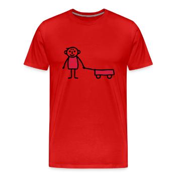 Junge mit Bollerwagen - V2 - Männer Premium Bio T-Shirt - Rot - Vorne - Damien (186cm)