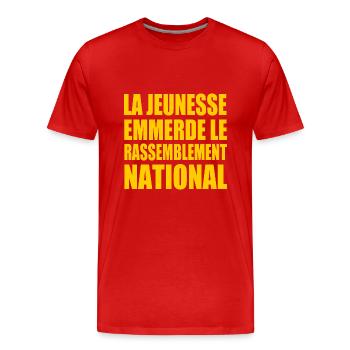 la jeunesse emmerde le rassemblement national - T-shirt bio Premium Homme - rouge - Devant - Damien (186cm)