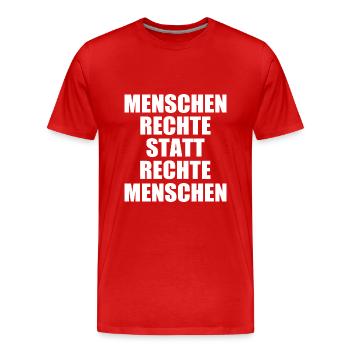 Gegen rechts - Männer Premium Bio T-Shirt - Rot - Vorne - Damien (186cm)