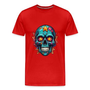 Bright Colorful Colored Skull - Men's Premium Organic T-Shirt - red - Front - Damien (186cm)