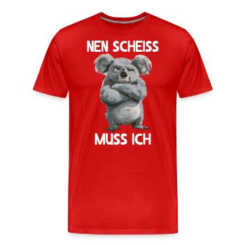 Koala Niedlicher Koalabär Nen scheiss muss ich - Männer Premium Bio T-Shirt - Rot - Vorne - Damien (186cm)
