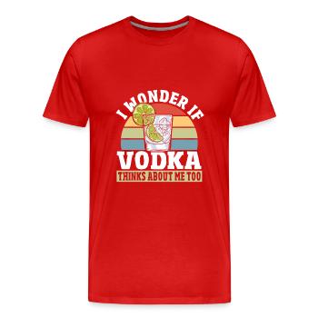 Je me demande si Vodka pense à moi aussi - T-shirt bio Premium Homme - rouge - Devant - Damien (186cm)