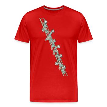 Unicorns auf einer Leiter - Männer Premium Bio T-Shirt - Rot - Vorne - Damien (186cm)