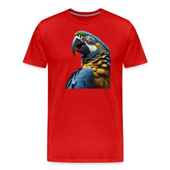 Aras bleus Oiseaux tropicaux aux couleurs vives - T-shirt bio Premium Homme - rouge - Devant - Damien (186cm)