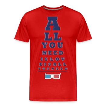 ALL YOU NEED IS LOVE 3D - T-shirt bio Premium Homme - rouge - Devant - Damien (186cm)